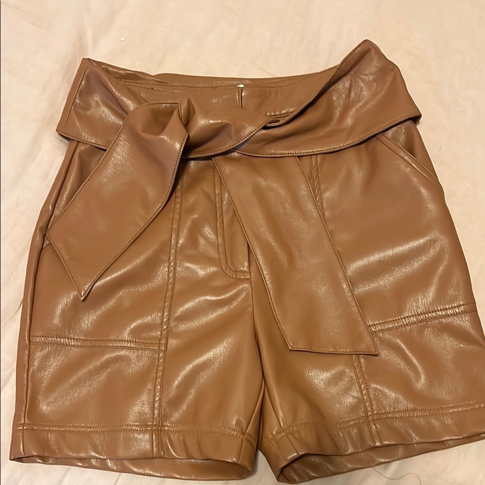 Jonathan Simkhai Mari Vegan Leather Tie-Waist Shorts